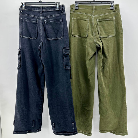 HOT TOPIC Y2K Black Cargo Jeans JR GIRLS TEEN 5 Baggy Punk Goth Steam Grunge LOT - Picture 6 of 11